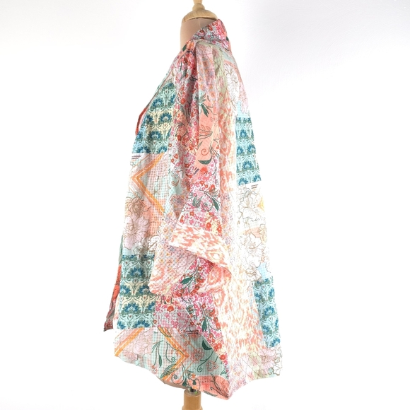 World Market Multi Print Plaid Semi Sheer Kimono OS - Picture 2 of 14